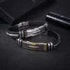 Bangle Casual siliconen roestvrijstalen stalen armband zwarte mannen leer gevlochten persoonlijkheid titanium juwelen