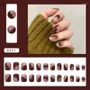 False Nails 2023 24 -stcs/Set Extension Short Square Press On Nail Detachable Decor Tiger Manicure Full Cover Artificial