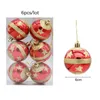 Feestdecoratie 6 stks/lot 6 cm kerstbal ornamenten kleurrijke sneeuwvlok streep jaar 2023 geschenken diy ornament voor huis