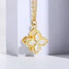 Chains Fine Shining Crystal Butterfly Flower Necklace For Women Rotatable Pendant Choker Wedding Party Jewelry Trendy Accessories Gifts