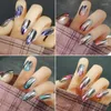 Yanlış Tırnaklar 24 PCCS Tasarımlarla Sahte Metal Renk Aynası Uzun Tabut Keskin Full Nail Art Tips Güzellik Baskı