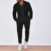 Men's Tracksuits 2023 Spring Fall Mens Suits Casual Cotton Linen Loose Solid Color Two Piece Set Leisure V Neck Shirt And Pants Outfits Men 230213