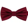 Bow Ties 2023 Fashion High Quality Wedding Party Mans Tie Double Layer Silk Red Dark Striped Bowtie Butterfly With Gift Box