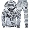 Tracksuits voor heren mode heren winter fleece tracksuit twee stukken casual print dikke bont gevoerde warme sportkleding hoodies jas jaset suit 230213