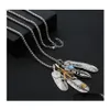 Подвесные ожерелья ретро -приливное ожерелье длинные мужские и женские общие перо Такахаши украшения Ювенллесши подвесной цепь парик