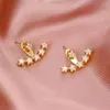 Kolczyki na stadninie eleganckie vintage geometryczne gwiazdę z przodu tylna podwójna strona dla kobiet kryształowe piercing biżuteria Pendientes