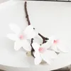 Decorative Flowers Three White Orchid Silk Simulation Flower Lily Wedding Decoration Bouquet Room Garden Table Arrangement DIY Fake