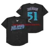 Aangepaste honkbaltruien 51 Randy Johnson Jersey 2001 Vintage Home Away Black White Cream -knop gestikt