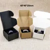 Jewelry Boxes 50pcs per lot 40*40*25mm whiteblackkraft ring packing box with black velvet sponage inside custom moq 1000pcs 230211