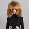 Unisex Winter Full Covered Real Fox Fur Hats Russian Hat Outdoor Ski Trapper Earflap Warm Cap