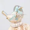 Jewelry Pouches Bird Jeweled Treasure Box Crystal Studded Trinket Colorful Faberge Style Craft Handmade Decor