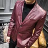 Heren Jackets Men Leather Suits Blazers Coats Fashion Male Slim Fit Pu Overjassen maat 6xl 230213