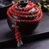 Strand z koralikami nici hurtowe czerwone chalcedony kryształowe bransoletki 108 Buddha koraliki ręczne Naszyjnik dla kobiet dziewczyna oryginalny projekt