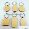 Key Rings Beech Woody Buckle High Fashion Accessories Keychain Square Circar Ellipse Small Pendant Woman Man Keyring 1 5Yr K Dhzuc