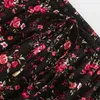 Women's Blouses Boho Black Women Vintage V-neck Floral Print Casual Long Sleeve Blouse Belt Tied Back Chic Plus Size Shirt Tops