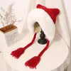 Berets Red Bomber Hats Winter Plush Thick Fur Cartoon Hat With Ears Faux Furry Cap Head Warmer Outdoor Earflap Women Girl Men