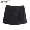 Pantalones cortos de mujer Zevity Fashion Candy Color Color shorts asimétricos Faldas Lady Zipper Fly Fly Shorts Chic Pantalone Cortos P532 230213