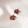 Stud Earrings Autumn And Winter Red Rhinestone Zircon For Women Fashion Fall Jewelry Accessories