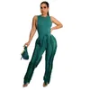 Designer Women Clothing Tassel Two Piece Pants Set Summer Sexy Sleeveless Tank Top Vest And Drawstring Trousers Matching Outfits