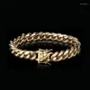 Kedjor 8mm 14K Vittguldpläterat Miami Cuban Link Armband2942