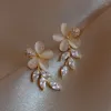 Stud Earrings Fashion Gold Color Geometric Tulip Flower Opal Woman Wedding Jewelry Korean Dangle Ear Girlfriend Accessories Gift