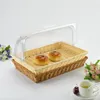 Borden rattan geweven broodmand met deksel cake snacklade transparant monsterplaat plastic fruit