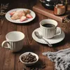 Cups Saucers RelMhsyu Nordic Style Retro Stoare Coffee Cup and Saucer Ceramic Mlik Office Home Drinking Mug med handtag Drinkware Set