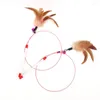 Cat Toys Funny Feather With Bell Long Rod Stick Toy för kattunge som spelar teaser Wand Interactive Supplies