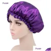 Accessoires Cheveux Femme Naturel Satin Bonnet Cap Léger Respirant Aide Slee Adt Nuit Protection Poils Casquettes Réglables Drop Del Dhhky