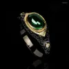 Pierścienie klastrowe cizeva moda przesadzona damska pierścień kolorowy czarny złoto cudowna damska biżuteria vintage 2023