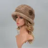 Bérets Real Hat pour femmes chapeaux de seau de conception florale Fedoras d'hiver Bons de tricot vintage Lady Soft Bonnets