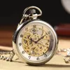 Pocket Watches Men's Smooth Transparent Watch Chains Steampunk Hand-winding Skeleton Mechanical Fob for Men Women Gifts Reloj