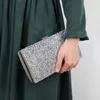 Clutch Tassen Vrouwen Avond Diamond Sequin Bruiloft Portemonnee en Handtas Party Banket Zwart Goud Zilver Twee Ketting Schouder 230213