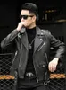 Men's Jackets Mauroicardi Spring Autumn Short Cool Black Leather Biker Jacket Men Zipper Long Sleeve Belt Plus Size European Fashion 4xl 5xl 230213