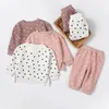 Set di abbigliamento Autumn Love Set in pile per bambini Moda dolce Pullover Felpe Tasca inserita Pantaloni caldi in peluche 2pc Abito semplice