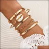 Bangle Open Armband Set For Women Jewelry Accessories 5 PCS/Set Party Bohemian Arrow Shell Armband Set Drop Delivery Dhjio