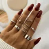 Band Rings IPARAM Vintage Metal Wide Knuckle Ring Set For Women Punk Cross Twisted Crystal Finger Ring Bohemian Fashion Jewelry Gift G230213