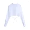 Women's T Shirts Women's Sexy Fashion Lace-up Short White Blouse Retro Cross V-neck Long-sleeved Chic Top Y2k Harajuku