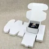 Jewelry Boxes 50pcs per lot 40*40*25mm whiteblackkraft ring packing box with black velvet sponage inside custom moq 1000pcs 230211