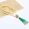 Chains GuaiGuai Jewelry Cultured Golden Rice Pearl Necklace CZ Ball Connetor Yellow Green Agates Tassel Pendant Handmade For Lady