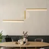 Lustres FSS Lustre Acrylique Nordique Restaurant Barre À Trois Têtes Dimmable LED Rond Noir / Or Simple