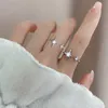 Band Rings PANJBJ 925 Sterling Silver Four-pointed Star Shining Zircon Ring High-end Personalized Opening Adjustable Jewelry G230213