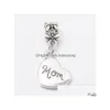 Charms 200 PCS Family Word Heart Shape Pendants Dingles Pärlor Fit Pandora Armband eller Bangle Diy Jewelry Drop Delivery 202 DHVSE