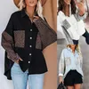 Kvinnors blusar Autumn Style Shirt Jacket Kvinnor Långärmad Pocket Leopard Print Lapel Cardigan Top Loose Irregular Femme Coat