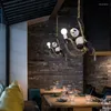 Hängslampor moderna harts panda lampor rep hänger lampa ljus fixtur för barn rum restaurang levande armatur