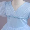 Robes de fille princesse col en V manches courtes bleu ciel filles robe pour mariage fête d'anniversaire taille 6-17 ans robe de bal robes de première communion