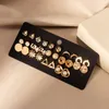 Kvinnors örhängen Set retro geometrisk studörhänge för kvinnor guld liten metall pärlörring trend smycken