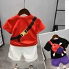 Set di abbigliamento per ragazzi Set per bebè estivo Zaino moda Magliette Tinta unita Pezzi corti Tuta Abbigliamento per bambini per Bebe Boy