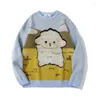 Men's Sweaters Men's Sweater Sheep Animal Pullovers Autumn Cotton Embroidery O-neck Blue Black Desert Printed Loose Casual Men Pullover