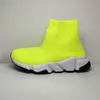 Calcetines casuales de diseñador de París para niños Zapatos Suelas cómodas Plataformas transpirables para hombres y mujeres entrenador de punto verde fluorescente tres zapatillas para caminar 24-35